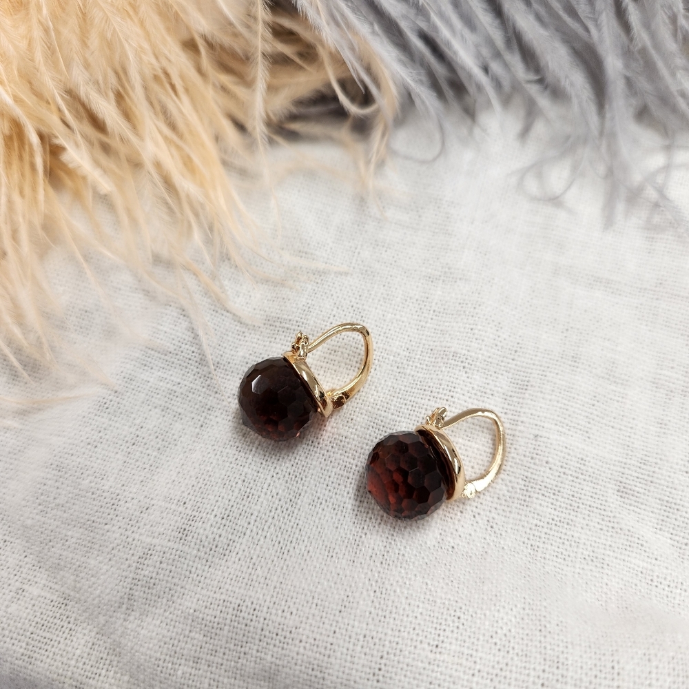 Round, faceted earrings